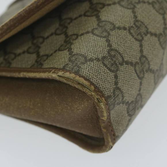 GUCCI GG Canvas Web Sherry Line Clutch Bag PVC Beige Green Red Auth 64005 - Picture 15 of 16
